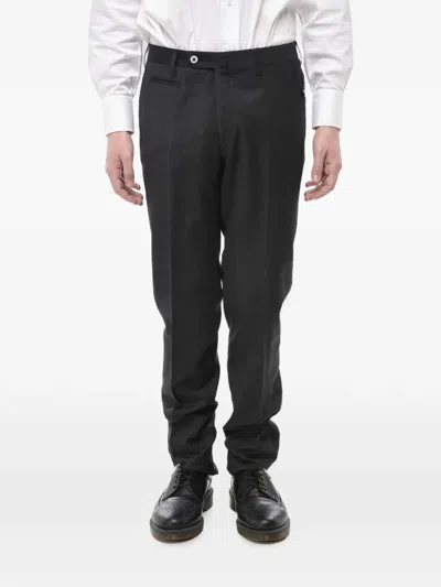 Corneliani Textured-finish Virgin Wool Trousers In Black