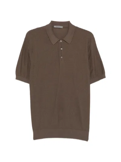 Corneliani Textured-knit Polo Shirt In Brown