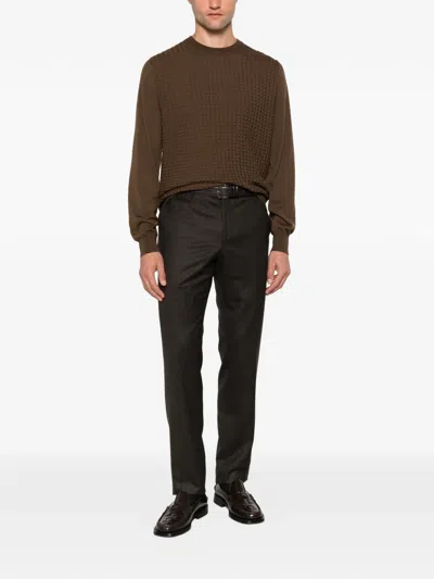 Corneliani Textured-knit Sweater In Brown