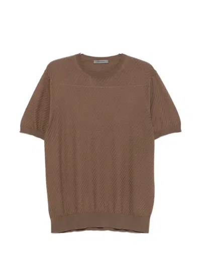 Corneliani Textured-knit T-shirt In Brown