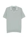Corneliani Textured-knit V-neck T-shirt In Blue