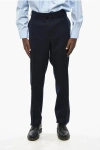 Corneliani Thick Wool Pants With Hidden Clousure In Black