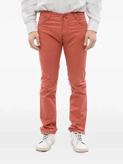 Corneliani Tone-on-tone Embroidered Jeans In Pink