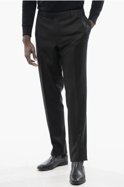 Corneliani Trend 4-pocketed Extrafine Virgin Wool Pants In Black