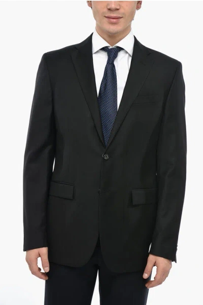 Corneliani Trend Lined Single Breasted Blazer With Flap Pockets In Black