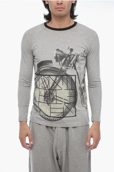 Corneliani Trend Printed Long Sleeved T-shirt In Gray