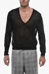 Corneliani Trend V-neck Linen Blend Pullover In Black