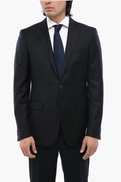 Corneliani Trend Virgin Wool Lined 2-button Blazer In Blue