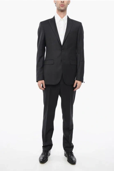Corneliani Trend Virgin Wool Side Vents Notch Lapel 2-button Suit In Black
