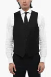 Corneliani Trend Virgin Wool Waistcoat With Back Adjuster In Black