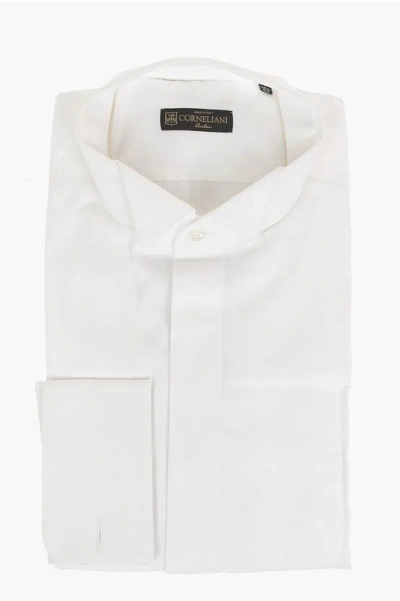Corneliani Twill Cotton Ceremony Shirt With Wing-tip Collar In White
