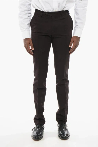 Corneliani Twill Cotton Chinos Pants With Belt Loops In Black