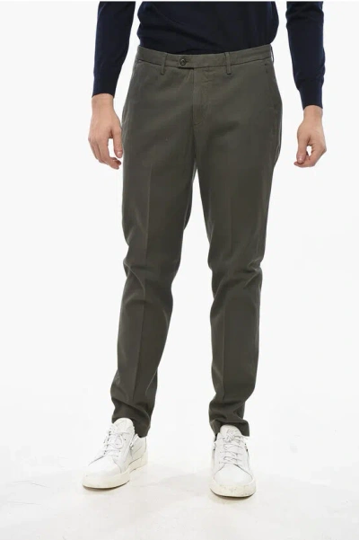 Corneliani Twill Cotton Chinos Pants With Belt Loops In Gray