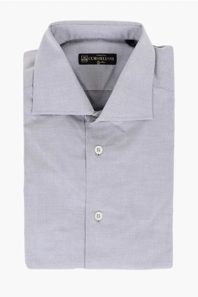 Corneliani Twill Cotton Shirt With Standard Collar In White