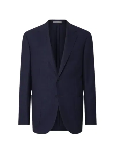 Corneliani Twill-weave Notched-lapels Blazer In Blue