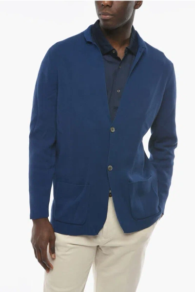 Corneliani Two-buttoned Cardigan With Notch Lapel In Blue