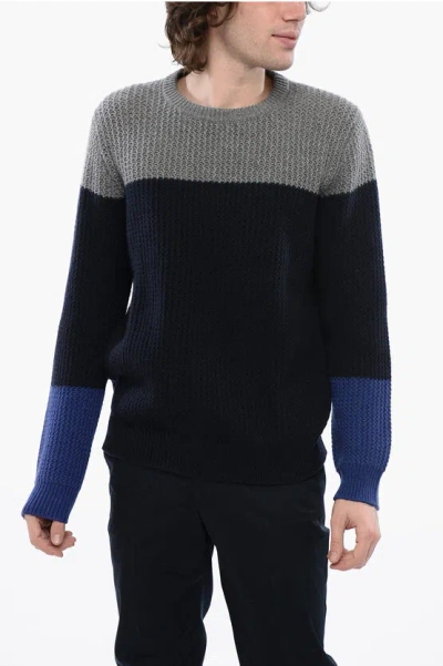 Corneliani Two Tone Cashmere Crewneck Pullover In Multi