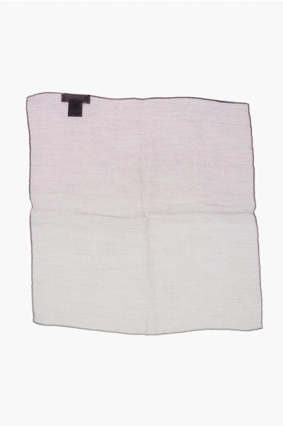 Corneliani Two-tone Lightweight Fabric Pocket Square In Neutral