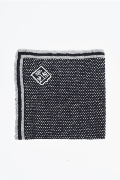 Corneliani Two-tone Silk And Cashmere Pocket Square In Black