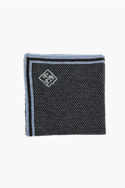 Corneliani Two-tone Silk And Cashmere Pocket Square In Black