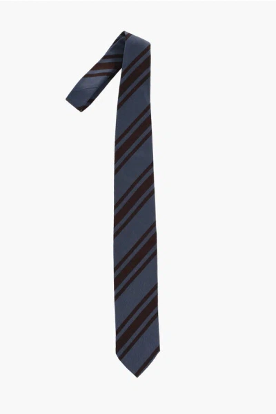 Corneliani Two-tone Silk And Cotton Striped Tie