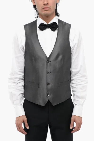 Corneliani Two-tone Silk Waistcoat In Multi