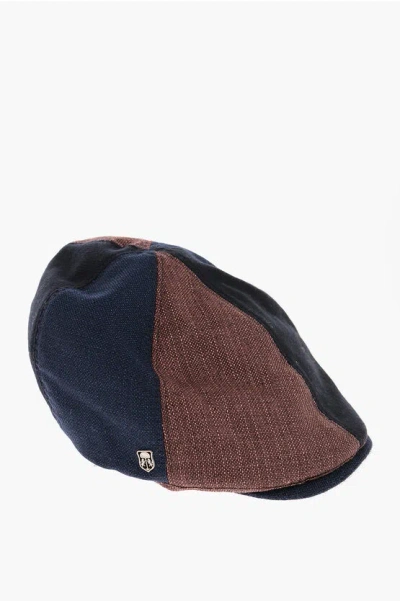 Corneliani Two-tone Virgin Wool Flat Hat In Blue