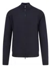 Corneliani Two-way Zip Cardigan In Blue