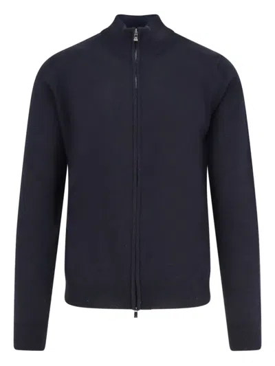 Corneliani Two-way Zip Cardigan In Blue