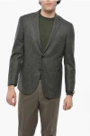 Corneliani Unlined Academy Soft Gingham Patterned Blazer In Gray