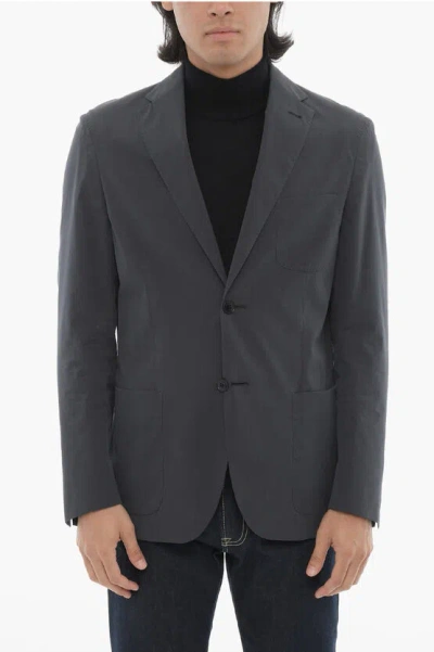 Corneliani Unlined Cotton And Silk 2-buttons Blazer In Black