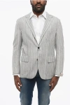 Corneliani Unlined Single Breasted-blazer With Stripe Motif In Gray