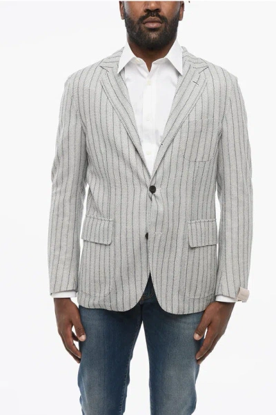 Corneliani Unlined Single Breasted-blazer With Stripe Motif In Gray