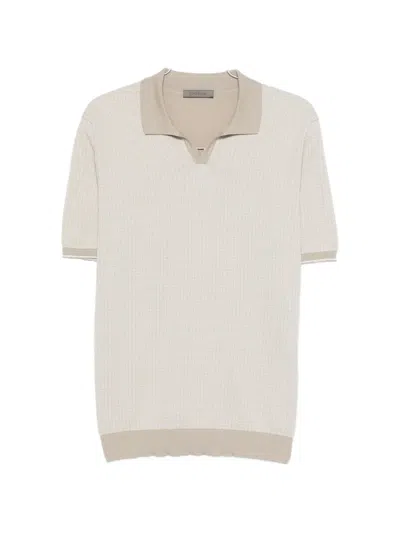 Corneliani V-neck Knitted Polo Shirt In Neutral