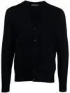 Corneliani V-neck Vigin Wool Cardigan In Blue