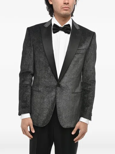 Corneliani Velour Lurex Blazer In Gray