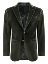 Corneliani Velvet Blazer In Green