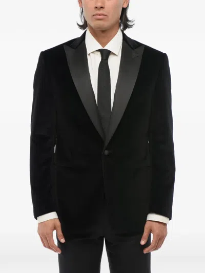 Corneliani Velvet Peak-lapel Blazer In Black