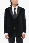 Corneliani Velvet Single-breasted Academy Cerimonia Blazer With Satin P In Black