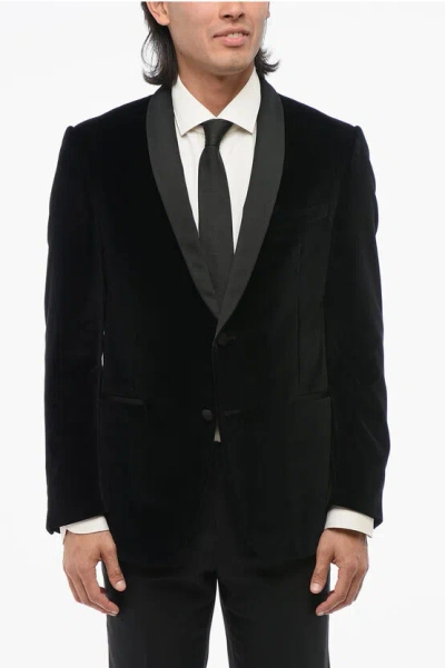 Corneliani Velvet Single-breasted Academy Cerimonia Blazer With Satin S