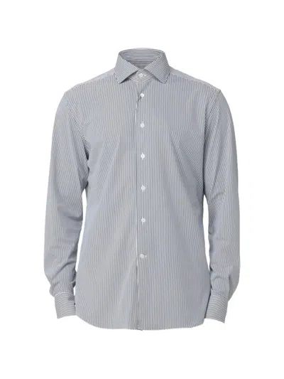 Corneliani Vertical-stripe Long-sleeve Shirt In Gray