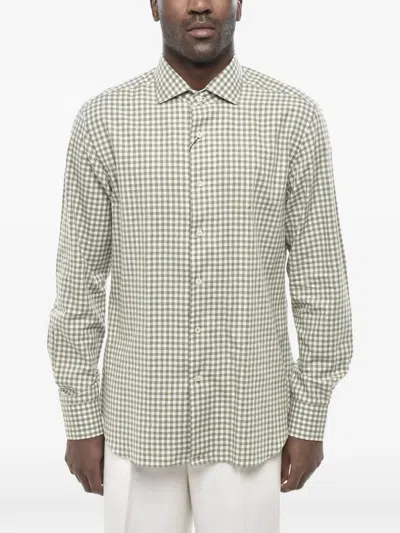 Corneliani Vichy Check Shirt In Green