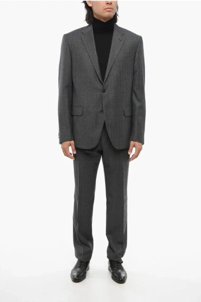 Corneliani Virgi Wool Suit With Herringbone Motif