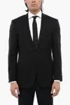 Corneliani Virgin Wool 2 Bottons Blazer With Side Vents And Flat Pocket In Black