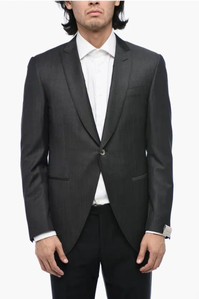 Corneliani Virgin Wool Academy Blazer With Flush Pockets In Black