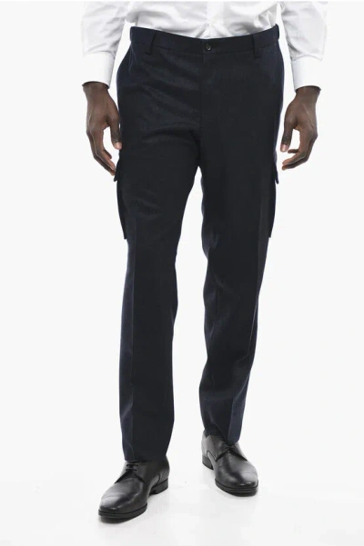 Corneliani Virgin Wool Academy Cargo Pants In Black