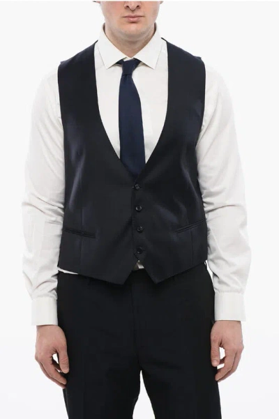 Corneliani Virgin Wool Academy Vest With Martingale In Black