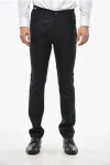 Corneliani Virgin Wool And Cashmere 5-pocket Pants With Silver-tone But In Black