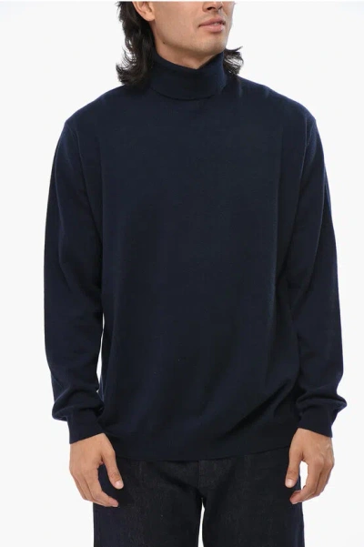 Corneliani Virgin Wool And Cashmere Turtleneck Sweater In Blue