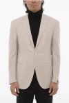 Corneliani Virgin Wool And Silk 1-button Blazer With Peak Lapel